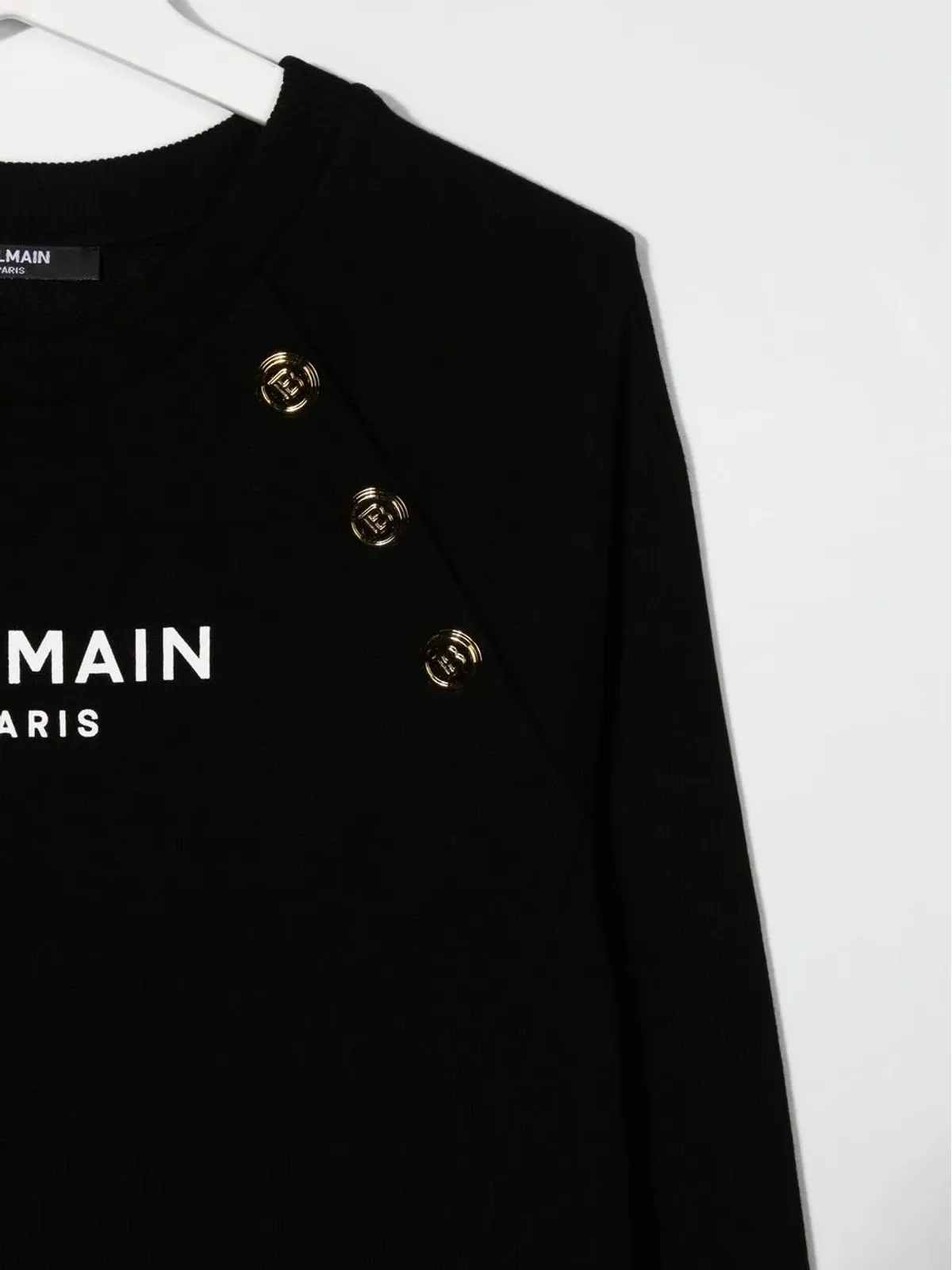 Balmain Kids TEEN ロゴプリント長袖スウェットドレス ブラック - 画像3
