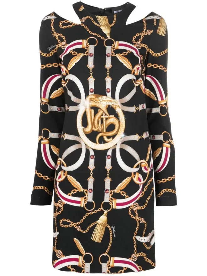 Just Cavalli Just Cavalli チェーンプリントカットアウトドレス - ブラックの商品画像