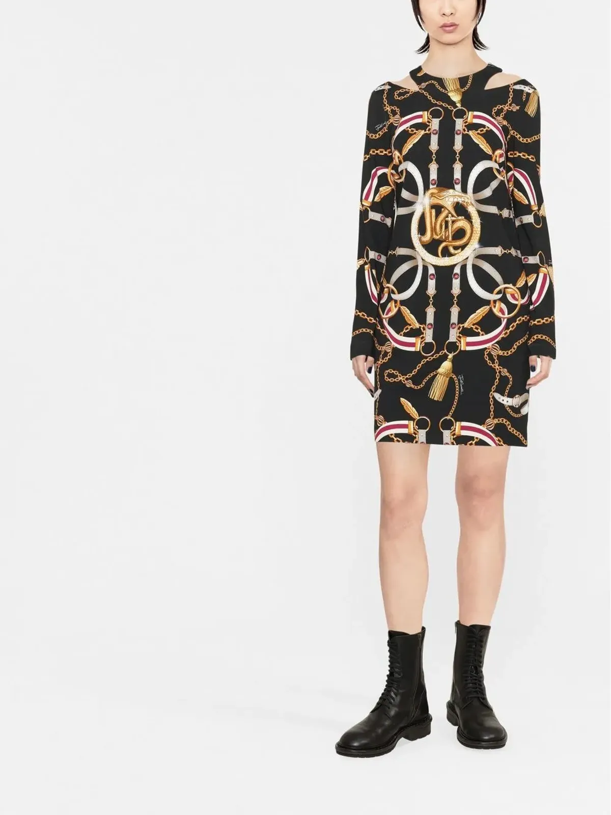 Just Cavalli チェーンプリントカットアウトドレス - ブラック - 画像2