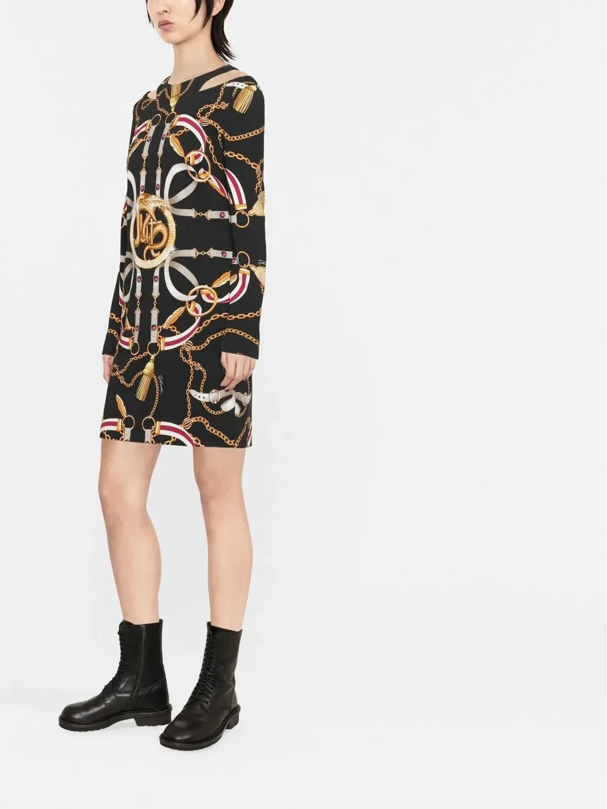 Just Cavalli チェーンプリントカットアウトドレス - ブラック - 画像3