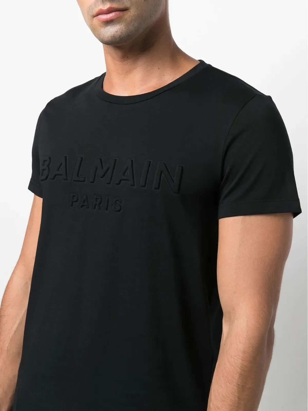 Balmain ロゴエンボス コットン Tシャツ - 画像5