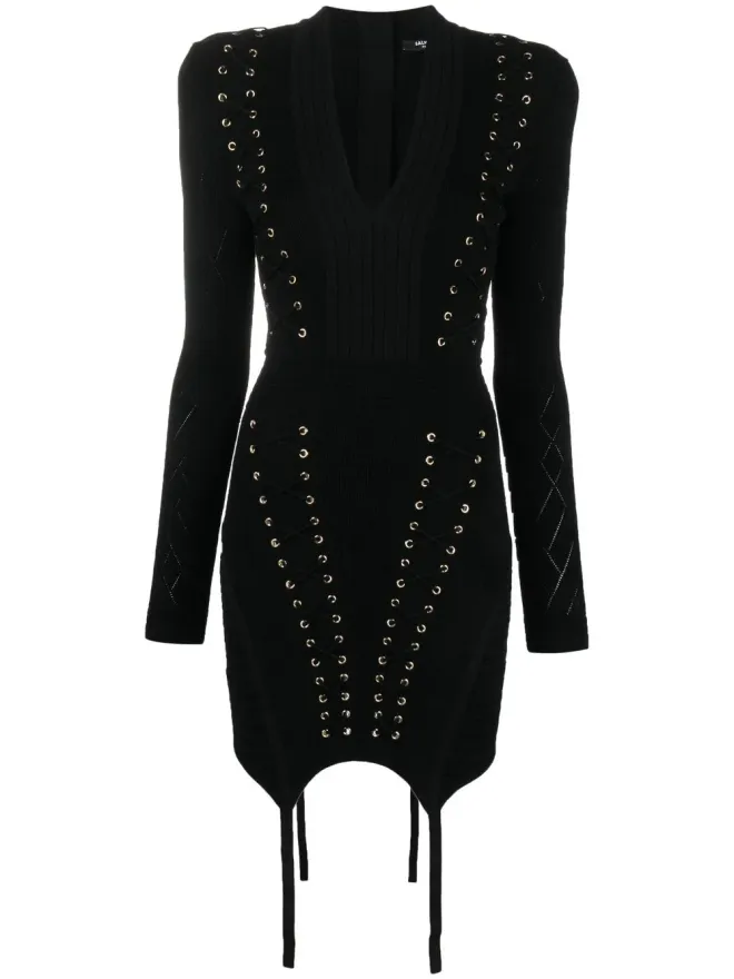 BALMAIN Balmain アイレット付きレースアップドレスの商品画像