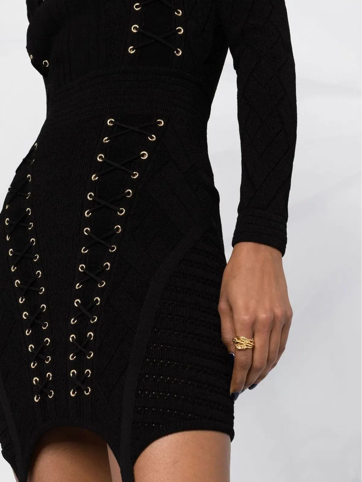 Balmain アイレット付きレースアップドレス - 画像5