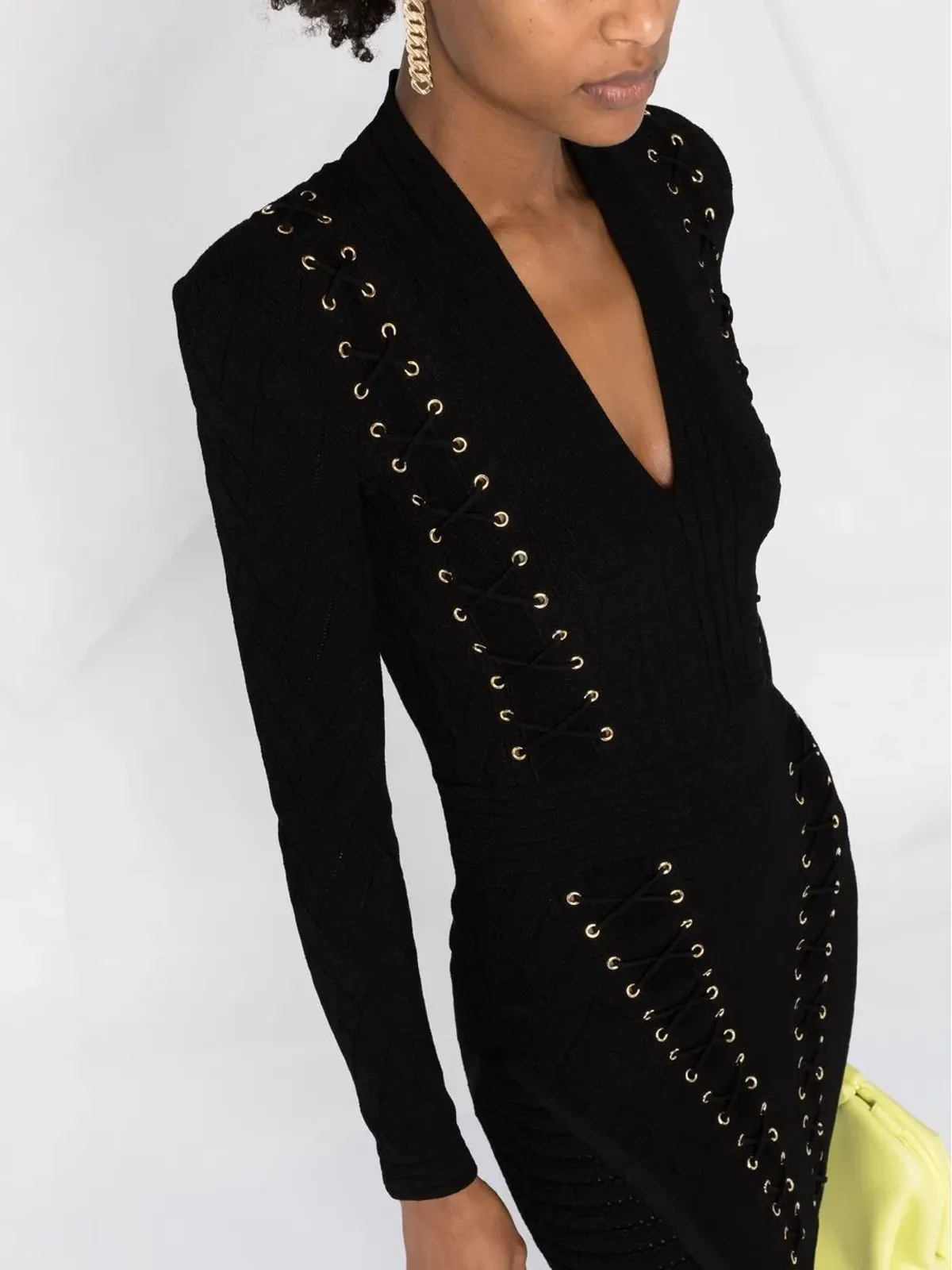 Balmain アイレット付きレースアップドレス - 画像3