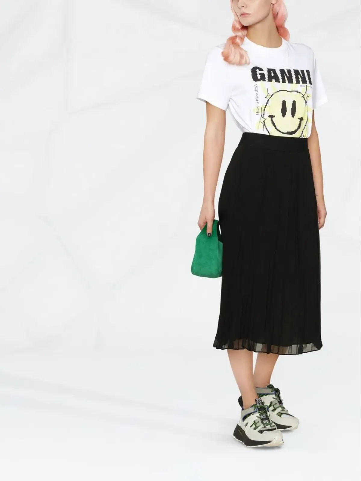 DKNY シフォン ミディスカート ブラック - 画像2