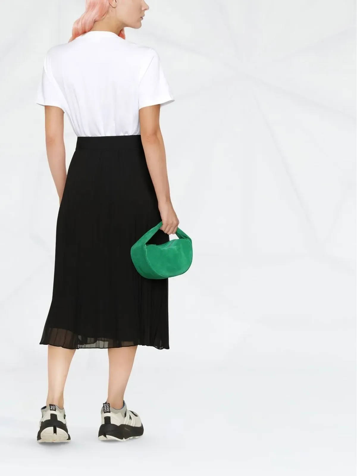 DKNY シフォン ミディスカート ブラック - 画像3