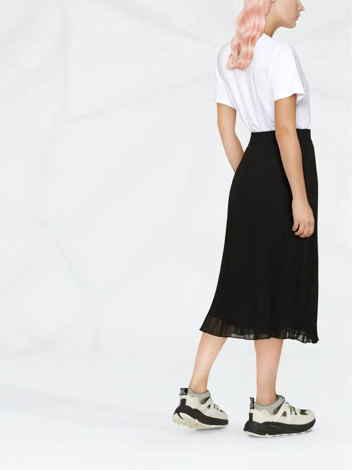 DKNY シフォン ミディスカート ブラック - 画像4