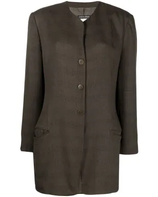 Giorgio Armani Pre-Owned ノーカラージャケット チェック柄 ブラウン - サムネイル1