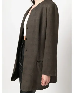 Giorgio Armani Pre-Owned ノーカラージャケット チェック柄 ブラウン - サムネイル5