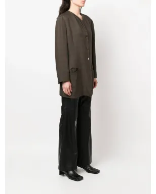 Giorgio Armani Pre-Owned ノーカラージャケット チェック柄 ブラウン - サムネイル3