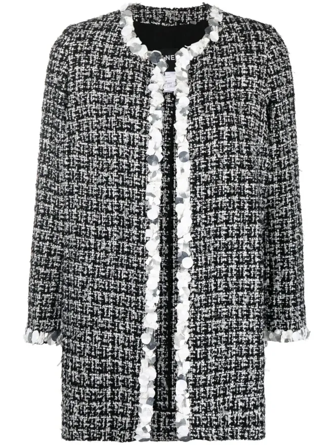 CHANEL Pre-Owned CHANEL ビンテージ 2009年 オープンフロント ツイード ジャケット - ブラックの商品画像