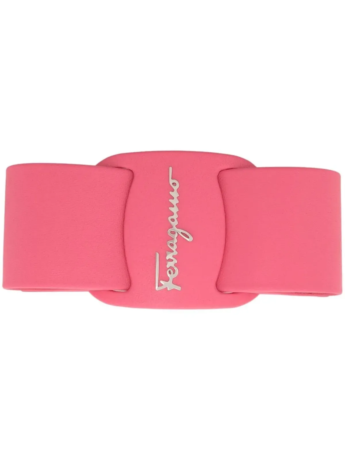 Ferragamo ロゴプレート付きレザー ヘアクリップ - ピンク - 画像1