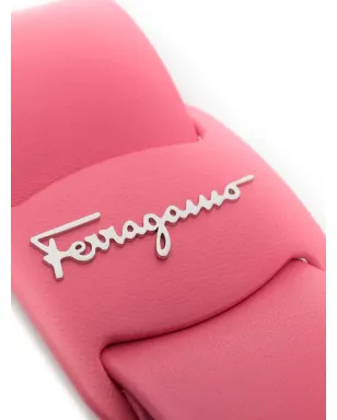 Ferragamo ロゴプレート付きレザー ヘアクリップ - ピンク - サムネイル3
