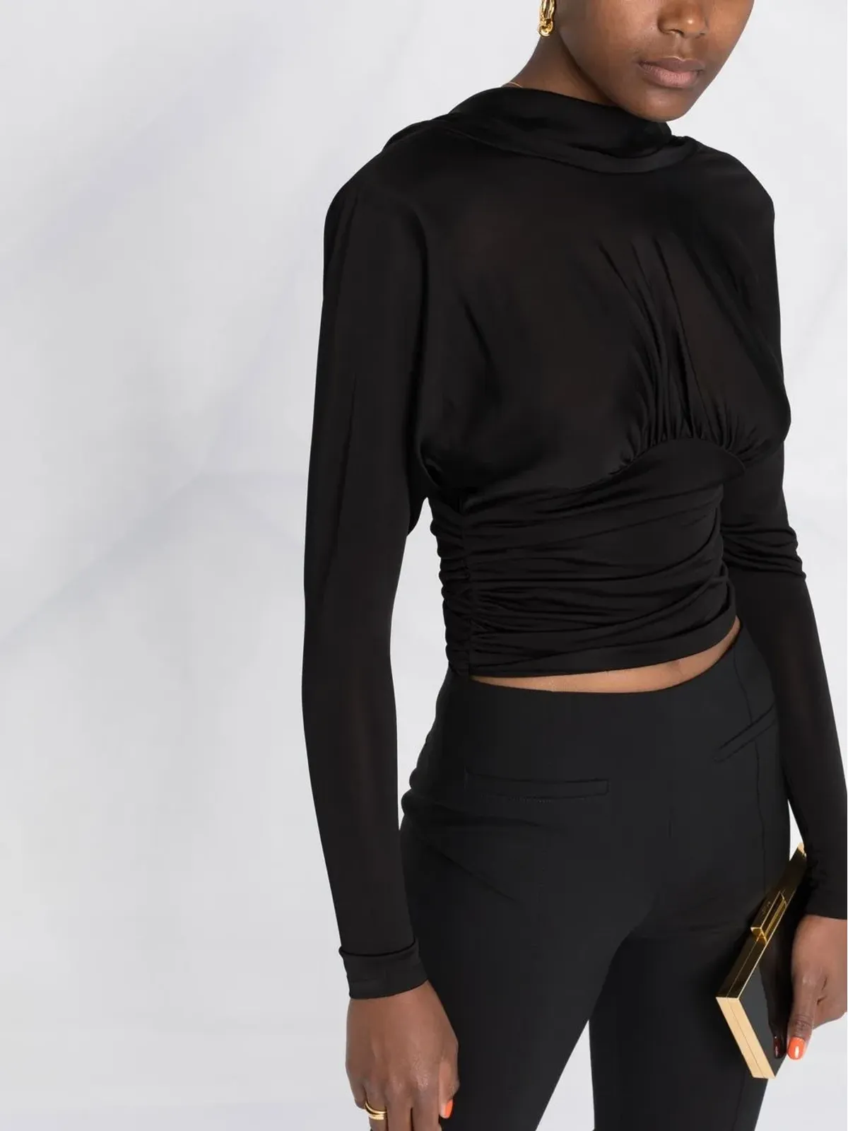 Saint Laurent クロップド カウルバック トップ - 画像3