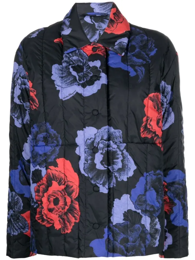 FERRAGAMO Ferragamo 花柄プリントジャケット - ブラックの商品画像