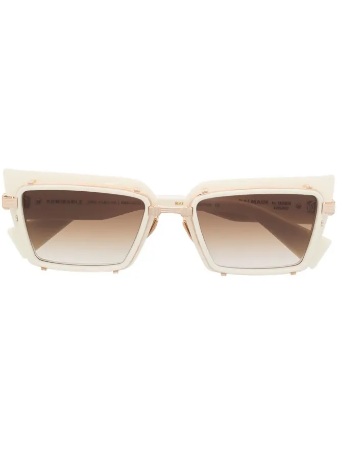 Balmain Eyewear Balmain Eyewear Admirable rectangle-frame sunglasses - Whiteの商品画像