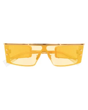 Balmain Eyewear Wonder Boy III 長方形フレーム サングラス - イエロー - サムネイル1