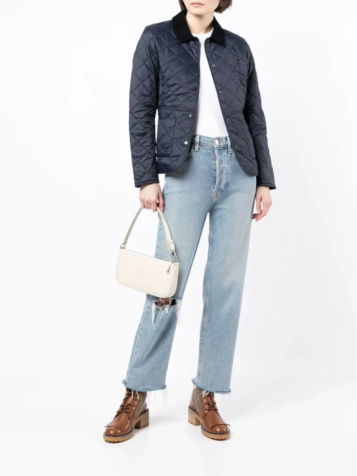 Barbour キルテッドボンバージャケット ブルー - 画像2