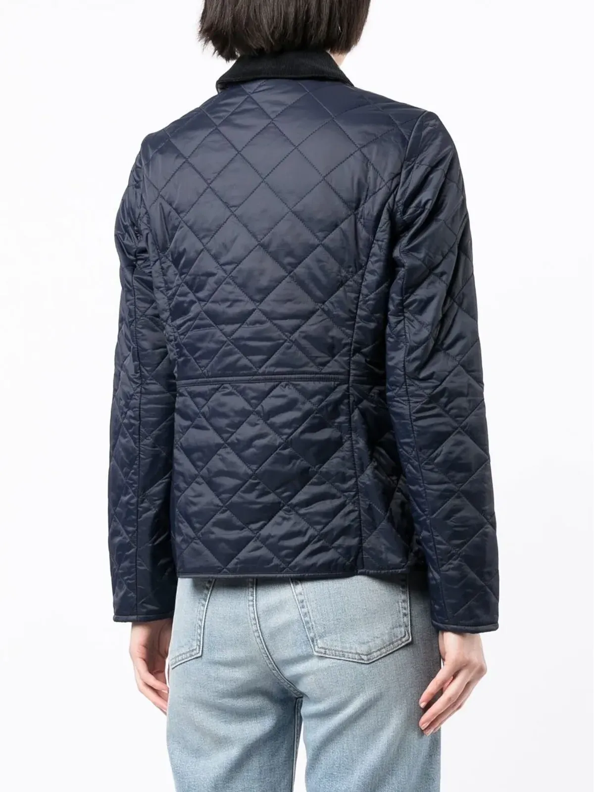 Barbour キルテッドボンバージャケット ブルー - 画像4