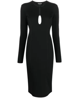 TOM FORD キーホールディテール ミディドレス - ブラック - サムネイル1
