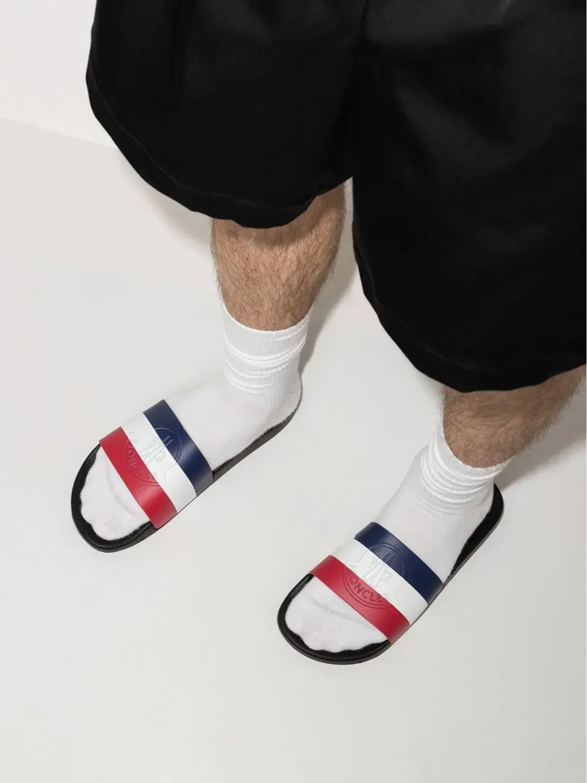 Moncler Basile striped flat slides - Blue - 画像3