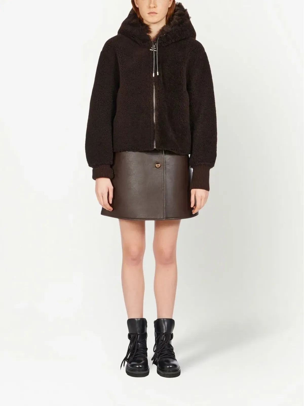 Ferragamo Aライン レザー ミニスカート - 画像2