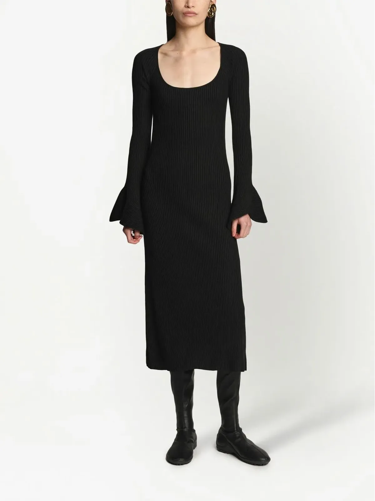 Proenza Schouler リブ編みフルートスリーブドレス - 画像2