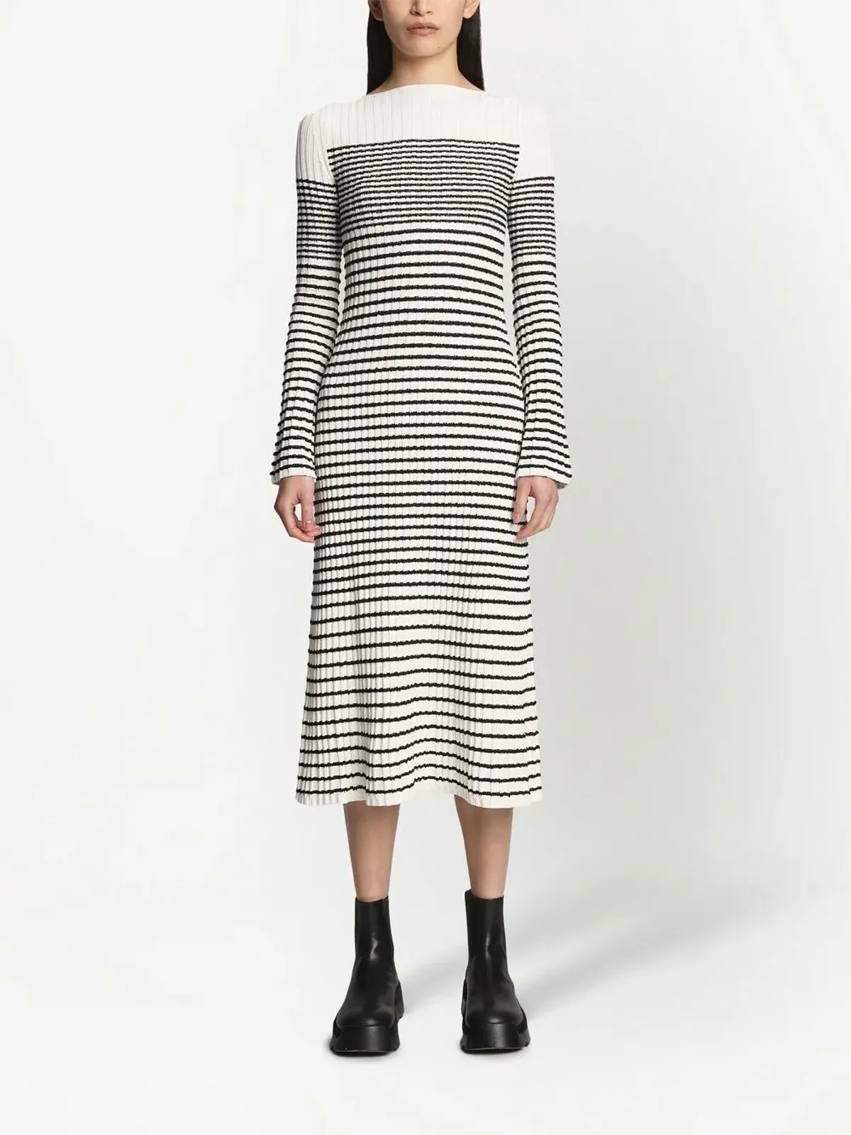 Proenza Schouler ストライプブークレ編みニットドレス - 画像2
