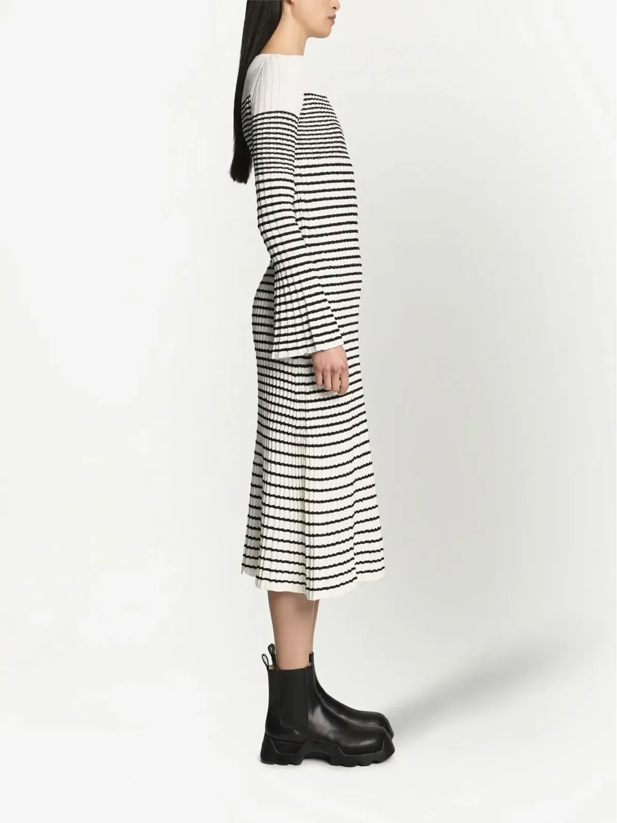 Proenza Schouler ストライプブークレ編みニットドレス - 画像3
