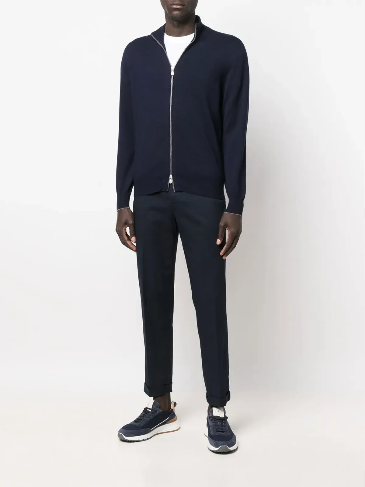 Brunello Cucinelli ファネルネックジップアップカシミヤジャンパー - 画像2