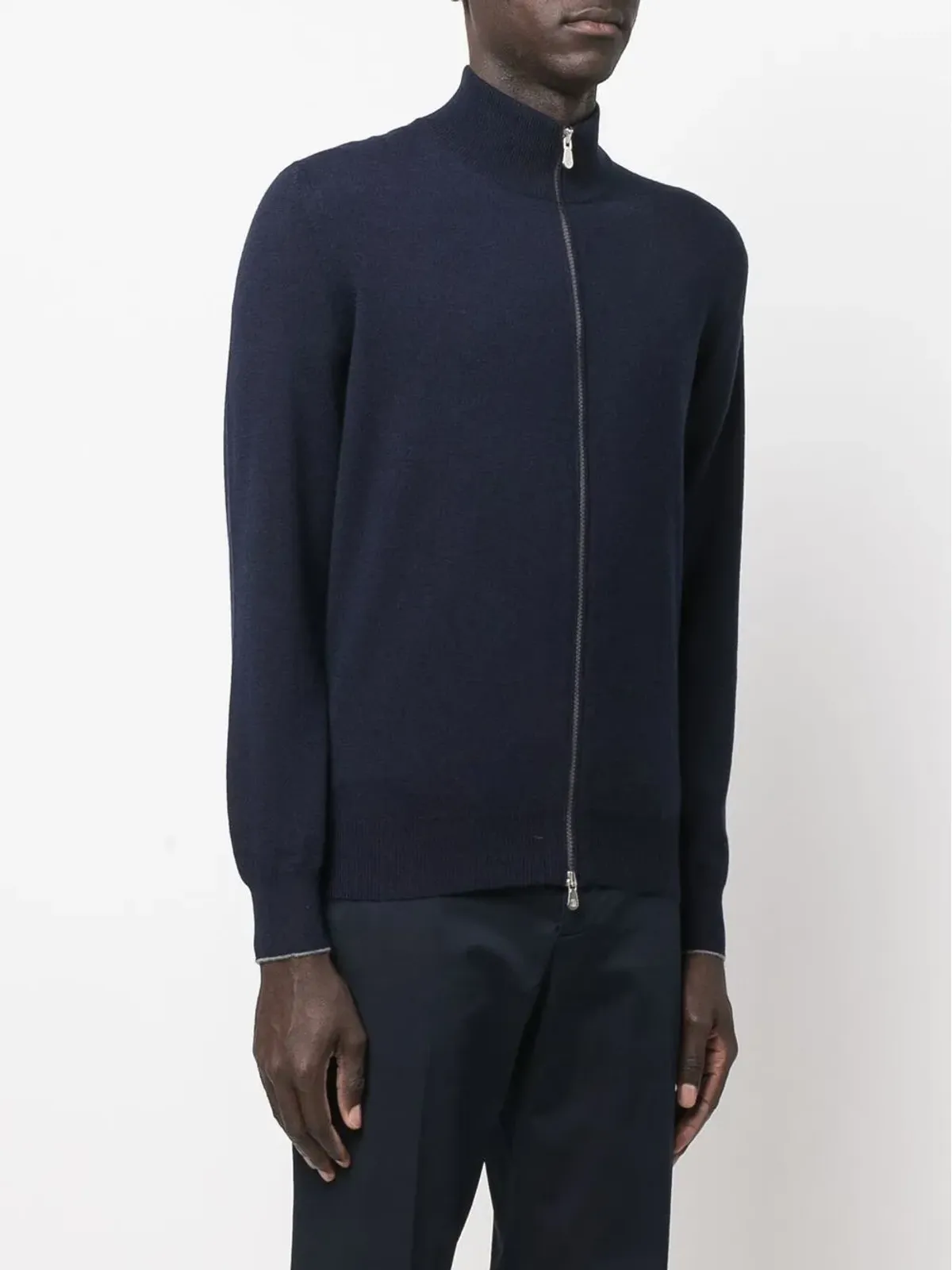 Brunello Cucinelli ファネルネックジップアップカシミヤジャンパー - 画像3