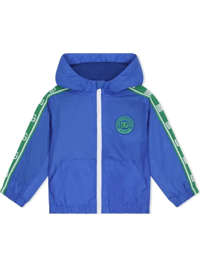 Dolce & Gabbana Kids Dolce & Gabbana Kids ロゴテープ付きフードジャケット - ブルーの商品画像