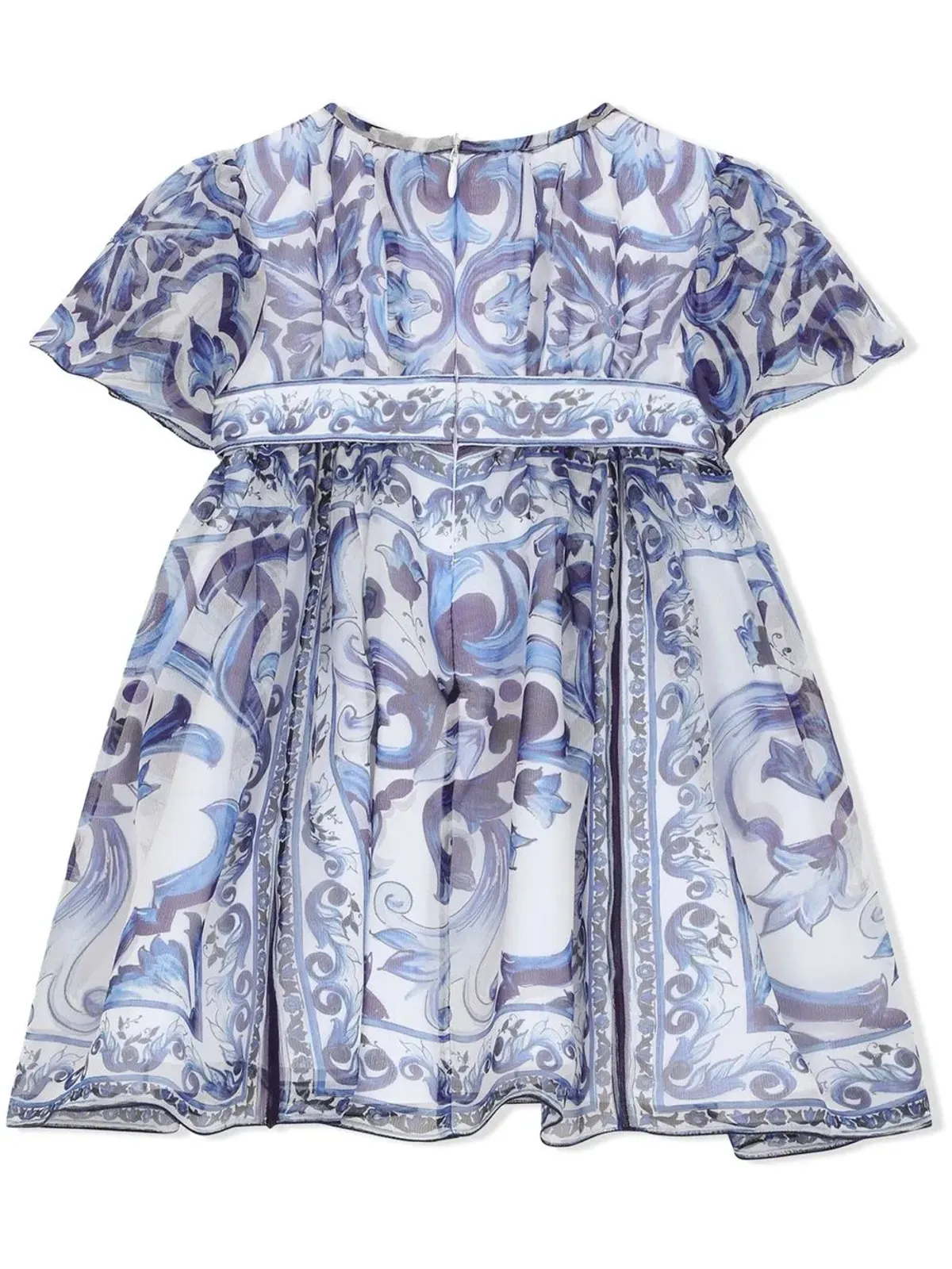 Dolce & Gabbana Kids マジョリカプリント シフォン ドレス - ブルー - 画像2