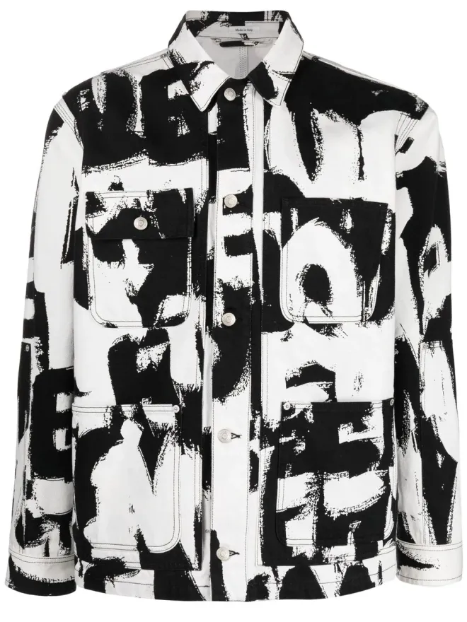 Alexander McQueen Alexander McQueen テキストプリント デニムジャケットの商品画像