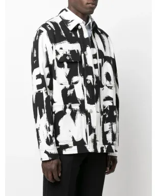 Alexander McQueen テキストプリント デニムジャケット - サムネイル3