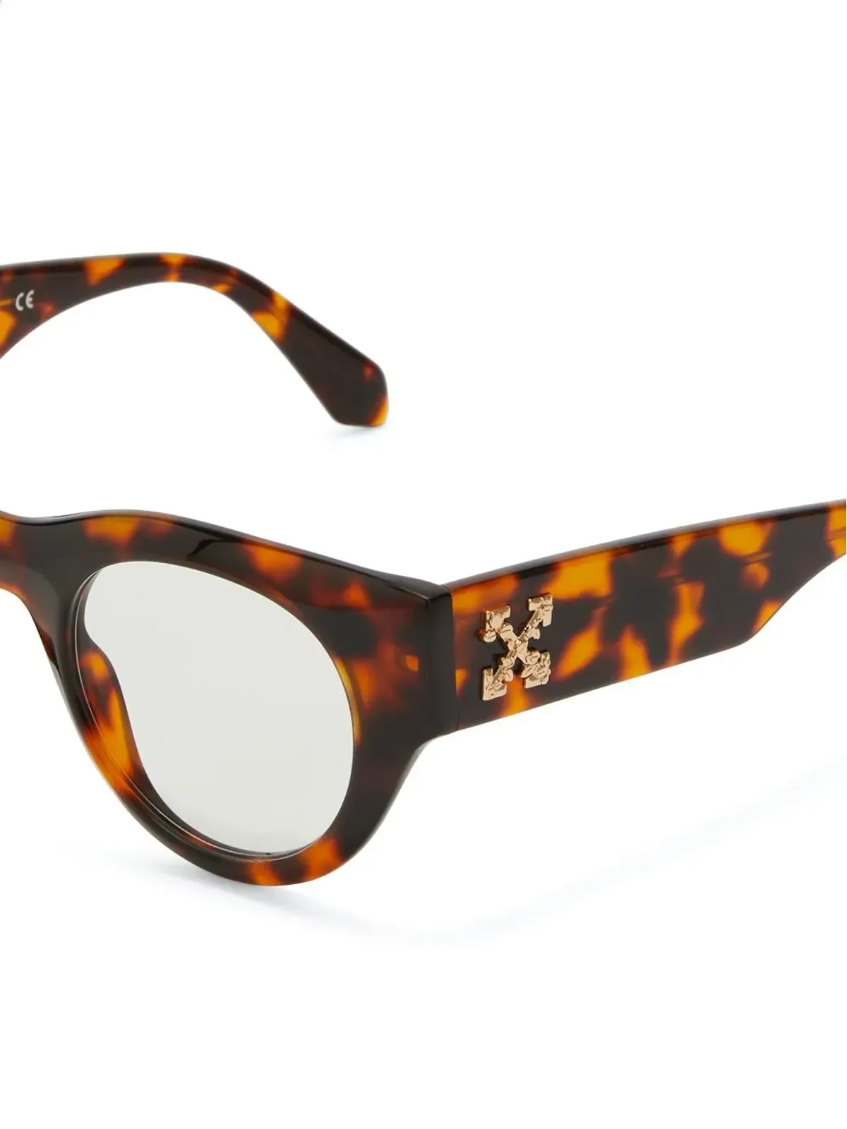 Off-White Eyewear 丸形フレームべっ甲風眼鏡 - Blue - 画像2
