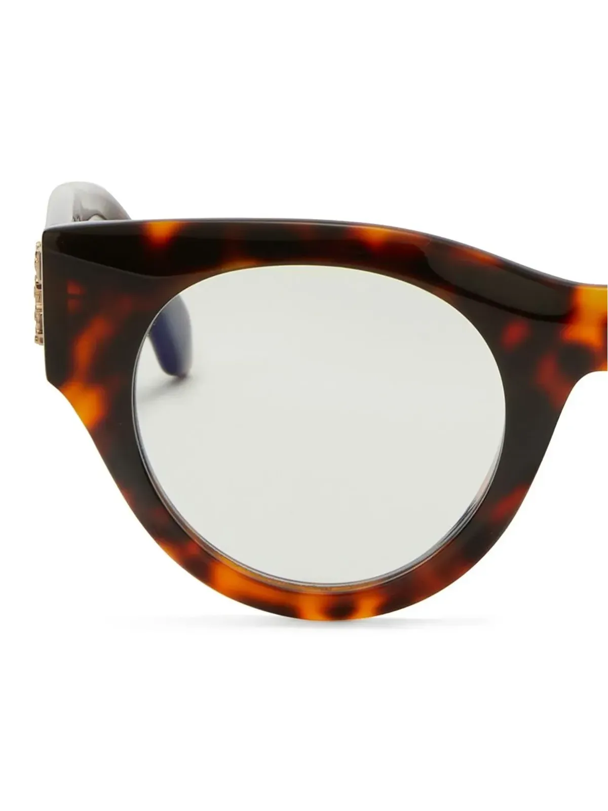 Off-White Eyewear 丸形フレームべっ甲風眼鏡 - Blue - 画像3