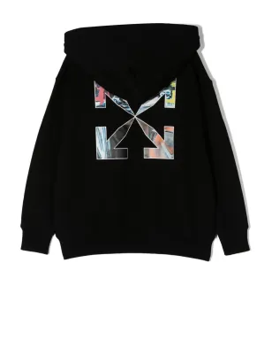 Off-White Kids レーシングアロー ロゴ ジップアップ フーディー - ブラック - サムネイル2