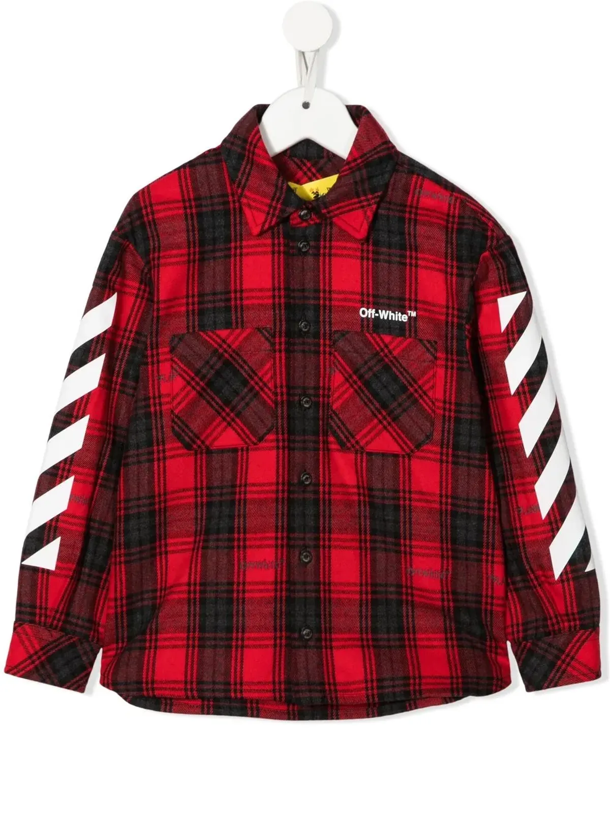 Off-White Kids ロゴプリント入りフランネルシャツ - Red - 画像1