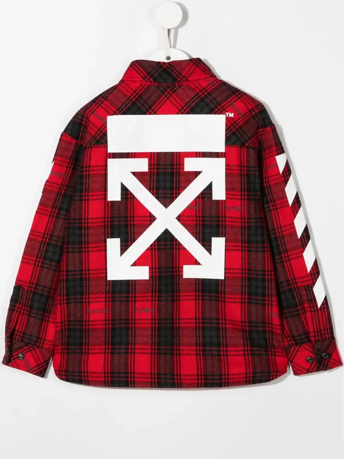 Off-White Kids ロゴプリント入りフランネルシャツ - Red - 画像2