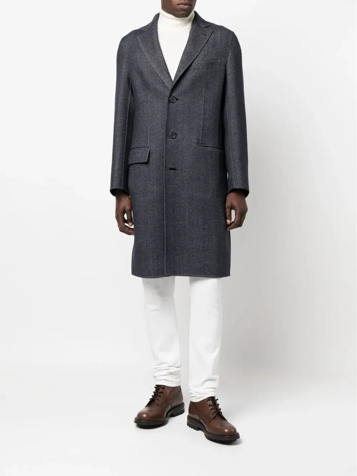 Brioni シングルブレスト ウールコート ブルー - 画像2