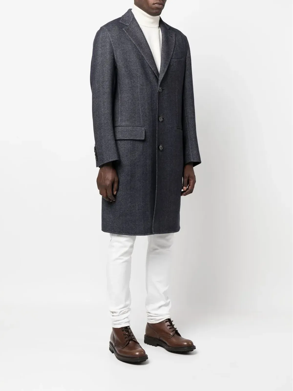 Brioni シングルブレスト ウールコート ブルー - 画像3