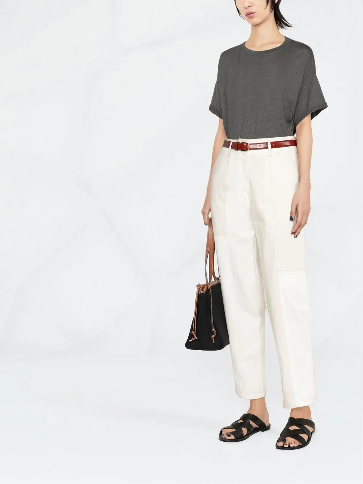Brunello Cucinelli 丸首・半袖Tシャツ - グレー - 画像2