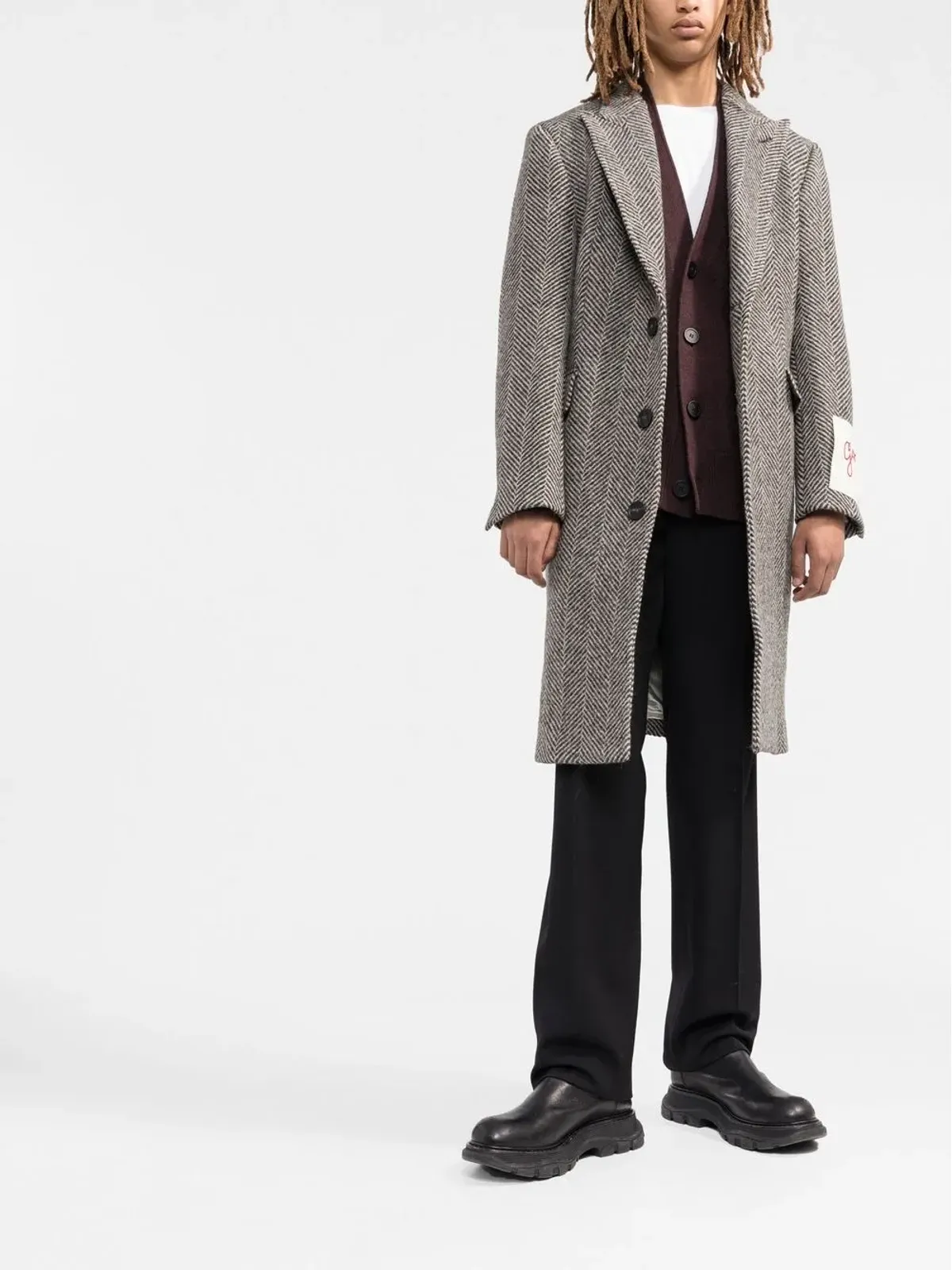 Golden Goose ロゴパッチ・シングルブレストコート - Grey - 画像2