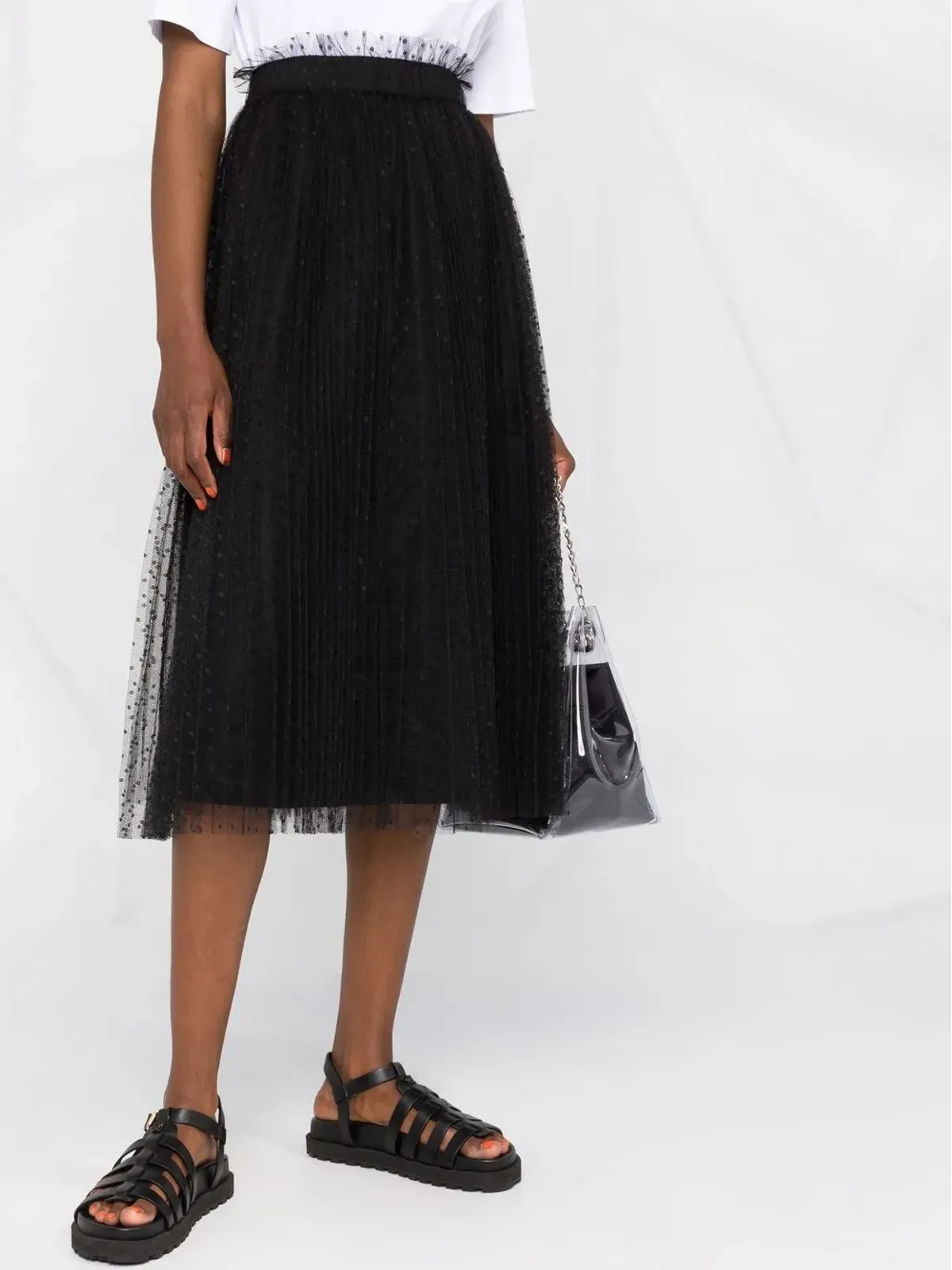 RED Valentino プリーツスカート（ブラック） - 画像5