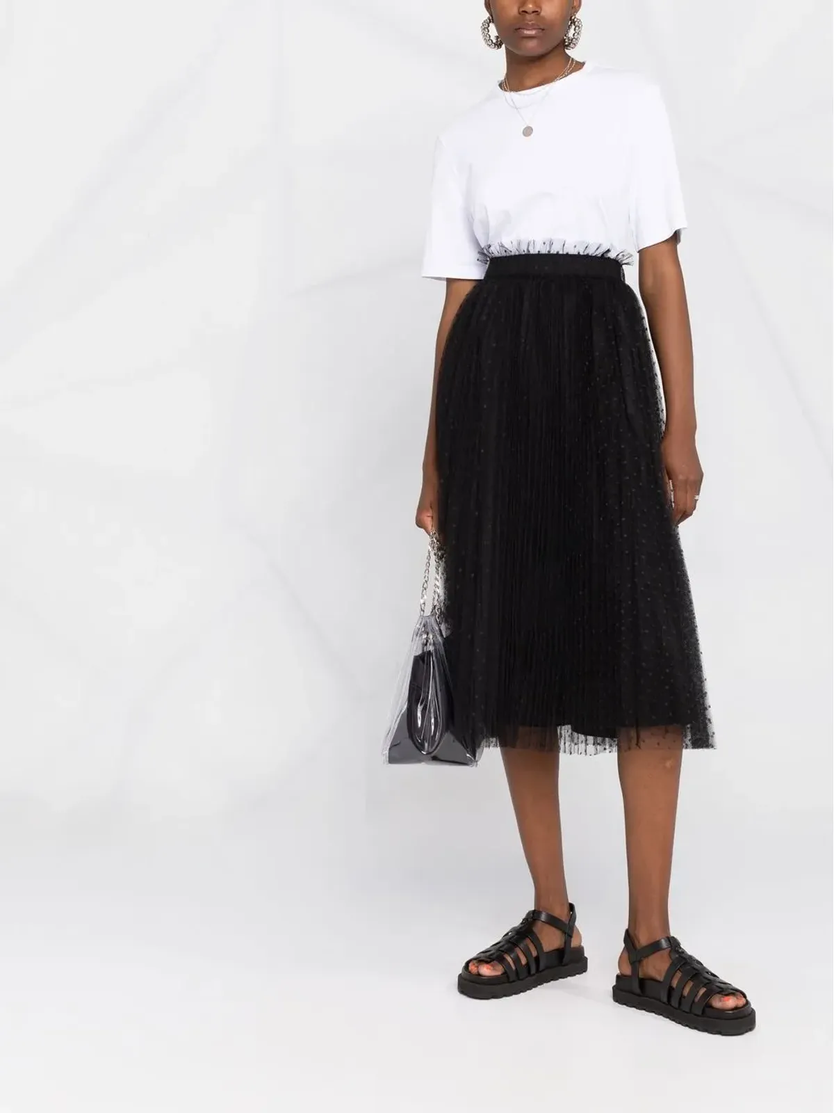 RED Valentino プリーツスカート（ブラック） - 画像2