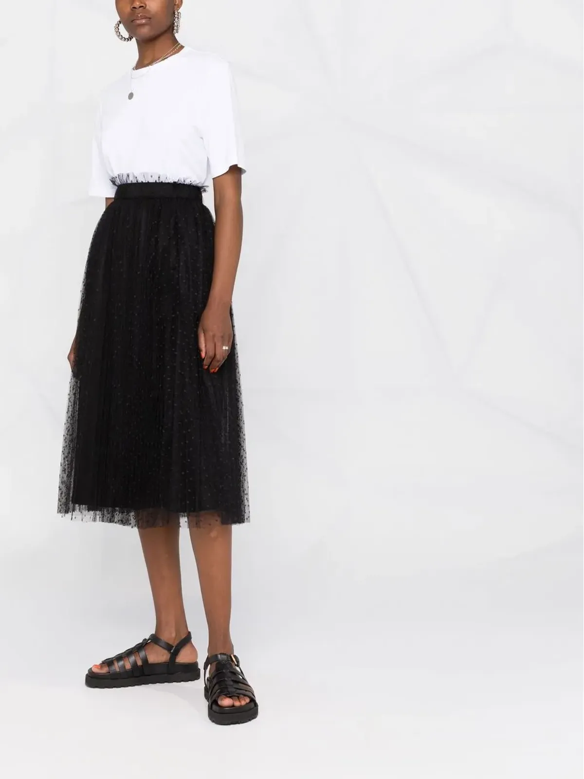 RED Valentino プリーツスカート（ブラック） - 画像4