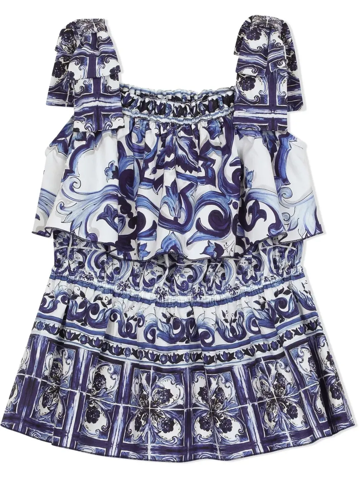 Dolce & Gabbana Kids マジョリカプリント ポプリン・トップス - 画像1