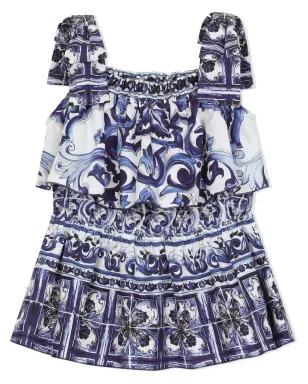 Dolce & Gabbana Kids マジョリカプリント ポプリン・トップス - サムネイル1