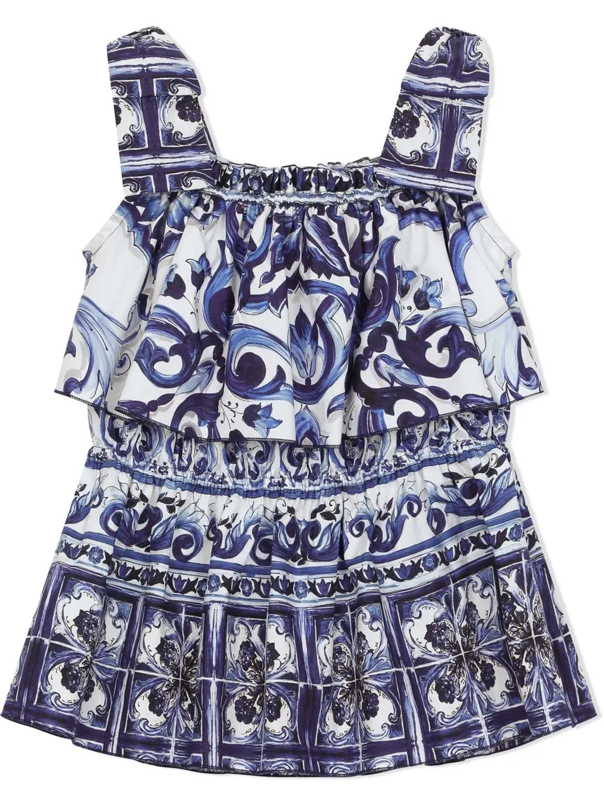 Dolce & Gabbana Kids マジョリカプリント ポプリン・トップス - 画像2